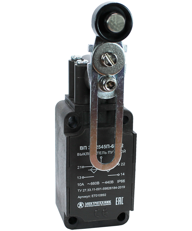 ВП 36-2545П-66 У2 (XCKS541H29),рычаг пластик.ролик,рег.по дл.,1з+1р,полумгнов.,б/сальн.,3А,IP66 (ЭТ)