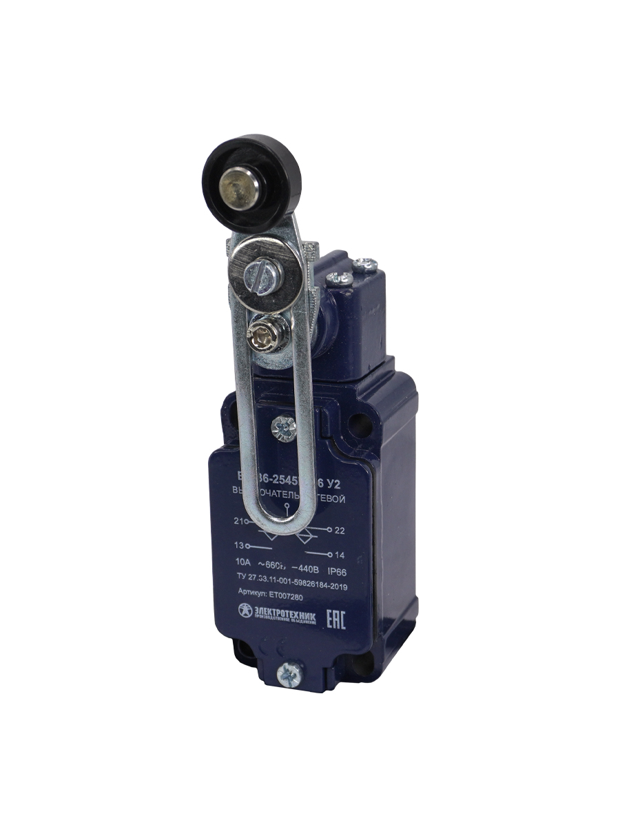 ВП 36-2545М-66 У2 (XCKJ50541H29),рычаг пластик.ролик,рег.по дл,1з+1р,полумгнов.,б/сальн.,3А,IP66 (ЭТ