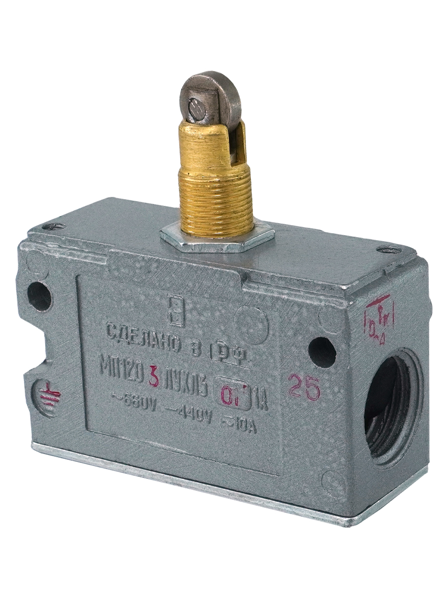 МП 1203 УХЛ3 исп.01, IP40, толкатель с продольным расположением ролика, комбинированный, винт 