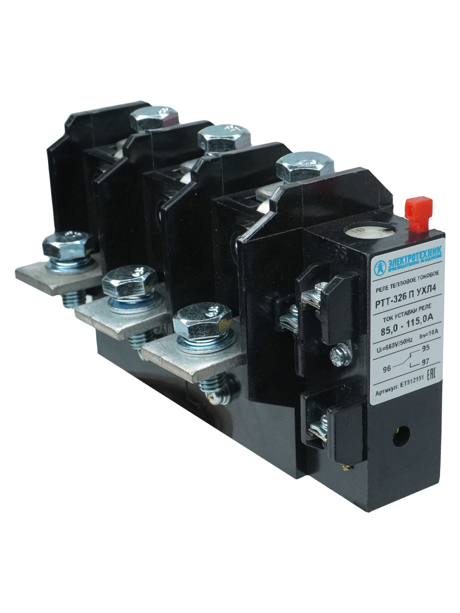 РТТ-326 П УХЛ4, 100А, 85,0 - 115,0А, 660В/50Гц, 1з+1р, ручной возврат, IP00  (ЭТ)