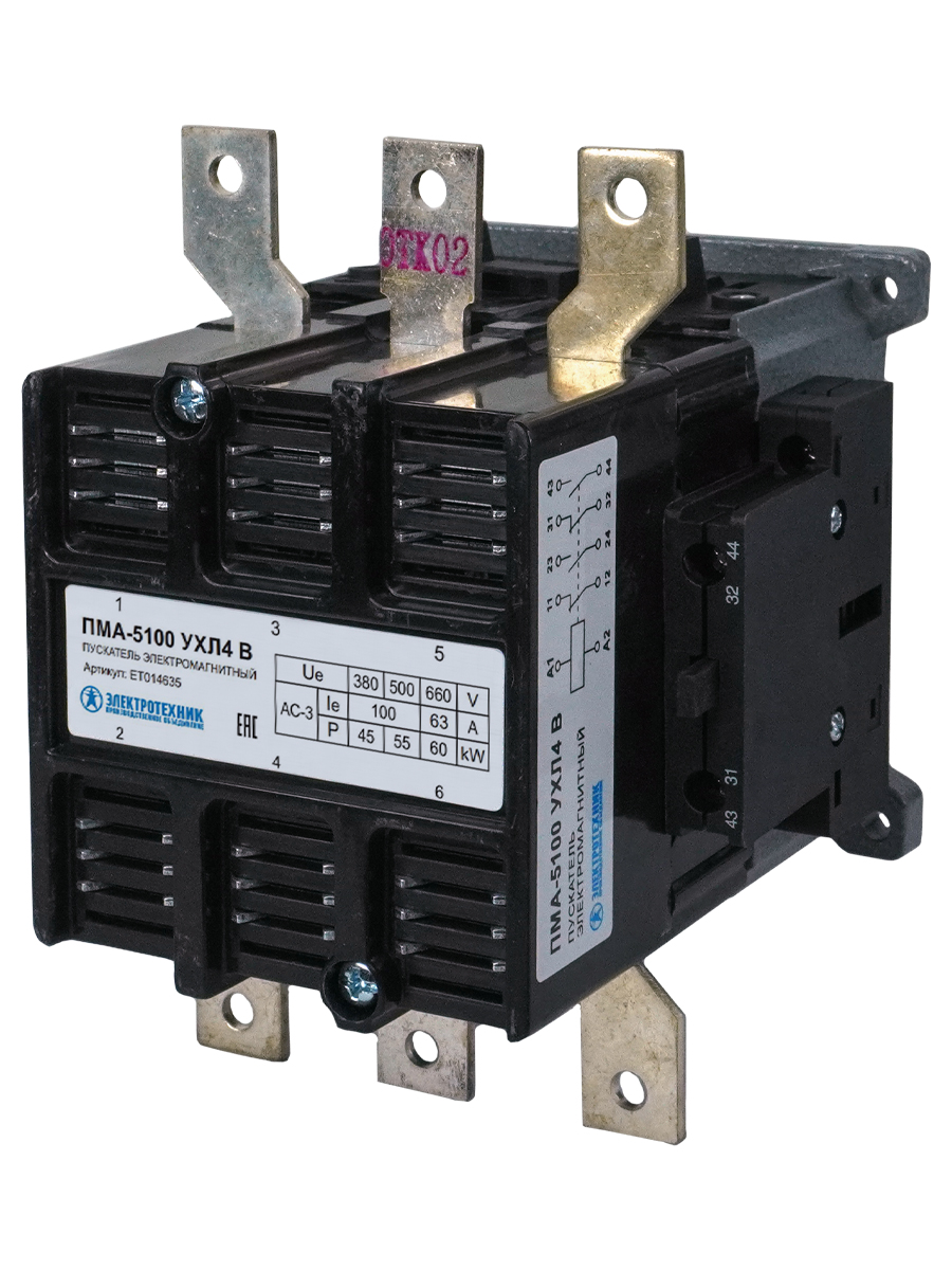 ПМА-5100 УХЛ4 В, 110В, 2з+2р, 100А, нереверсивный, без реле, IP00  (ЭТ)