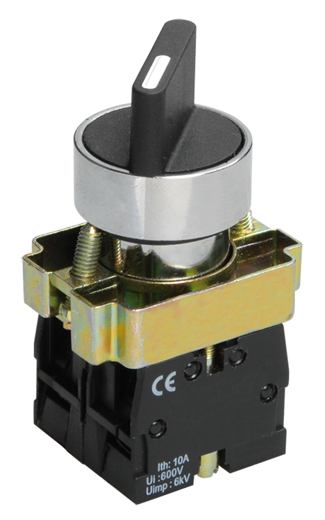 LAY5-BD25, 1НО+1НЗ, на 2 положения с фиксацией I-O, хром, d22мм  (ЭТ)