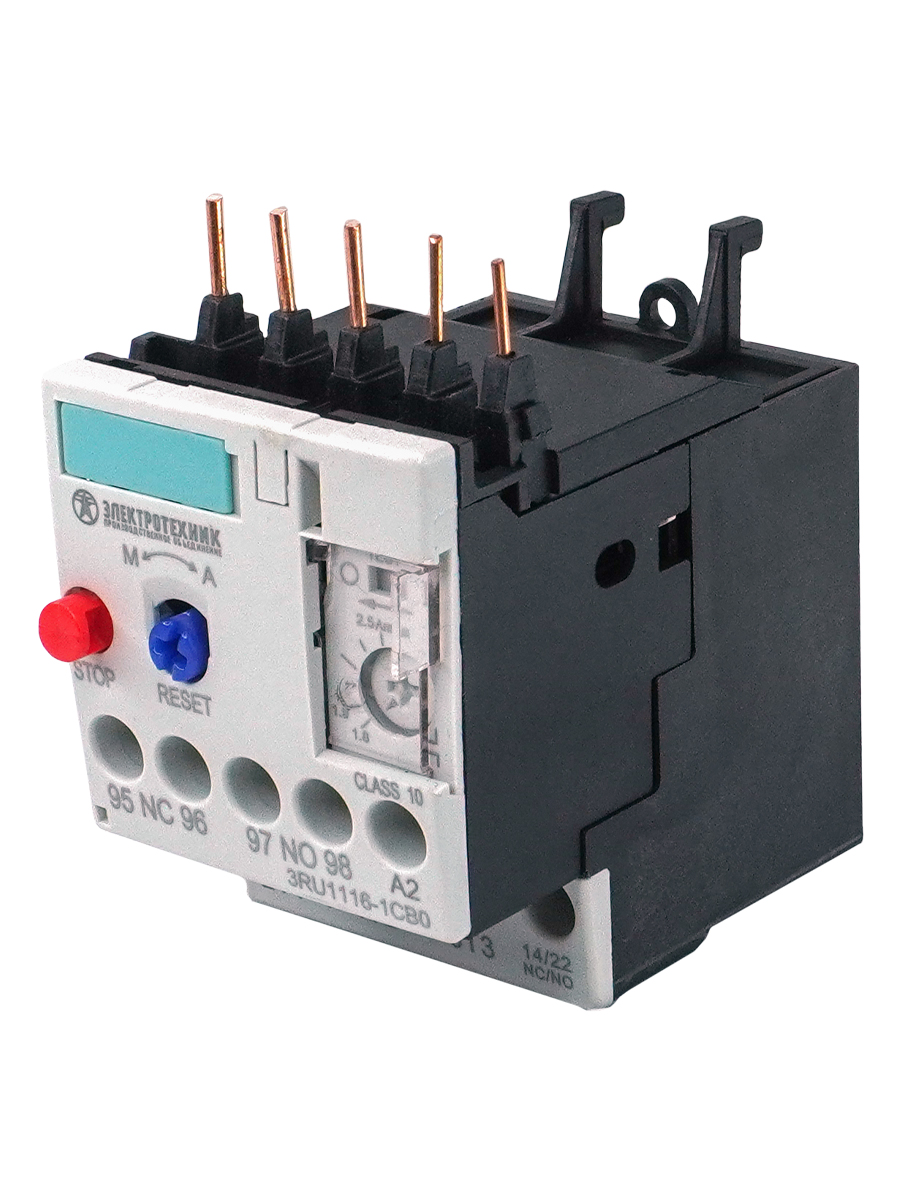 3RU1116-1DB0,3-пол.,1.1кВт,2.2...3.2А,1НО+1НЗ,типораз.S00,ручн/автомат.сброс,винт.клем.,IP20 (ЭТ)