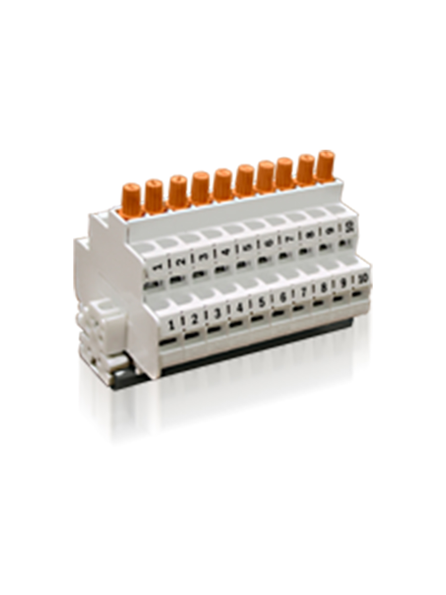 БЗН24-4И25-в/в-10 У3, тип 1, 25А, 0,35-4 мм2, десять пар измерительных клемм, рейка Р3-1