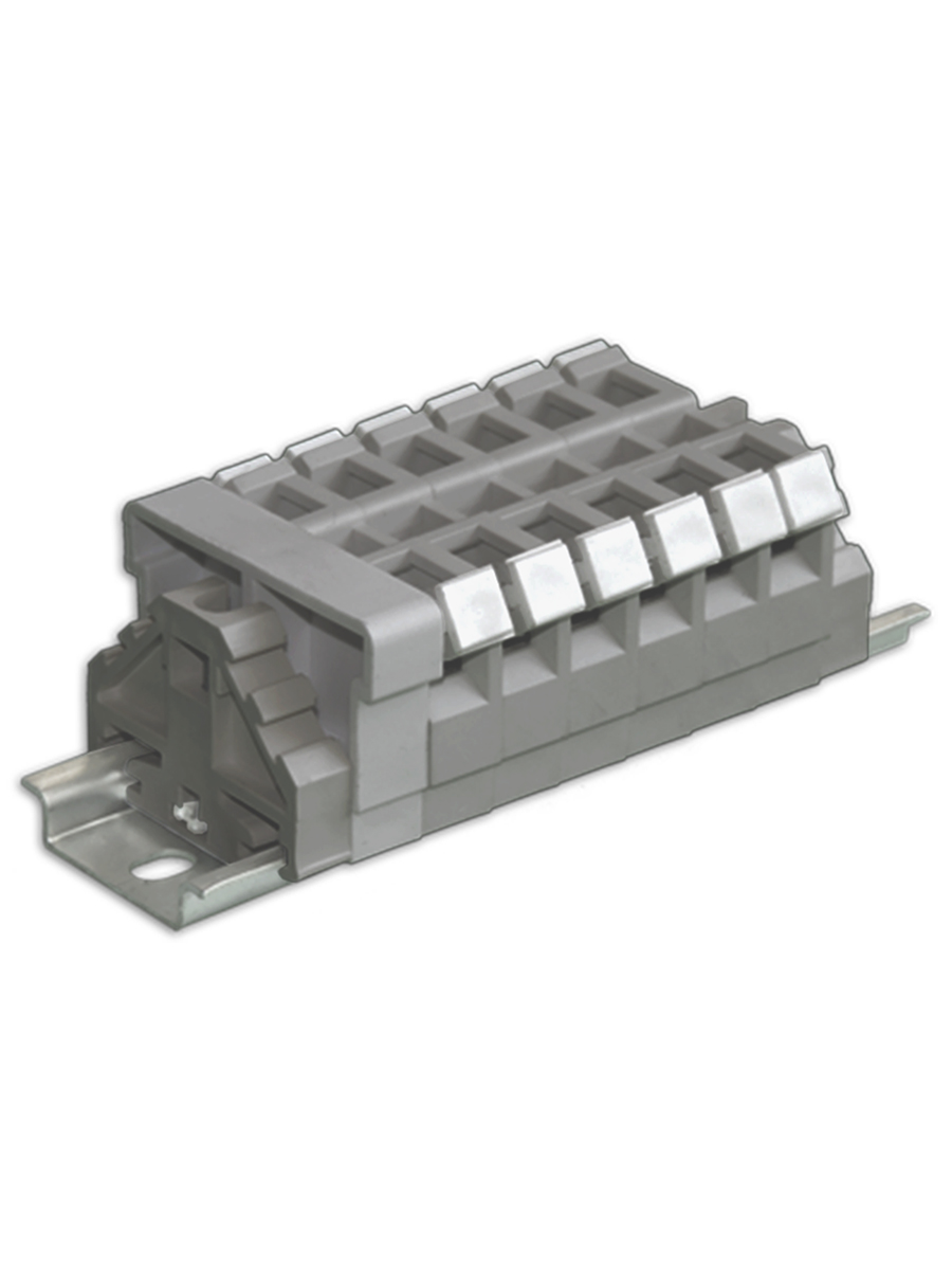 БЗН24-4М25-1-в/в-5 У3, тип 2, 25А, 0,35-4 мм2, пять пар мостиковых двухэтажных клемм, рейка Р2-1