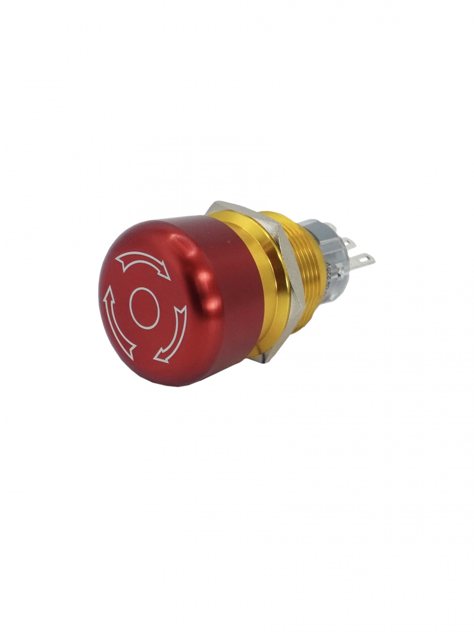 GQ22-L-11TSB, красный, металл, 1C1NO1NC, гриб с фиксацией, d22мм, IP65  (ЭТ)