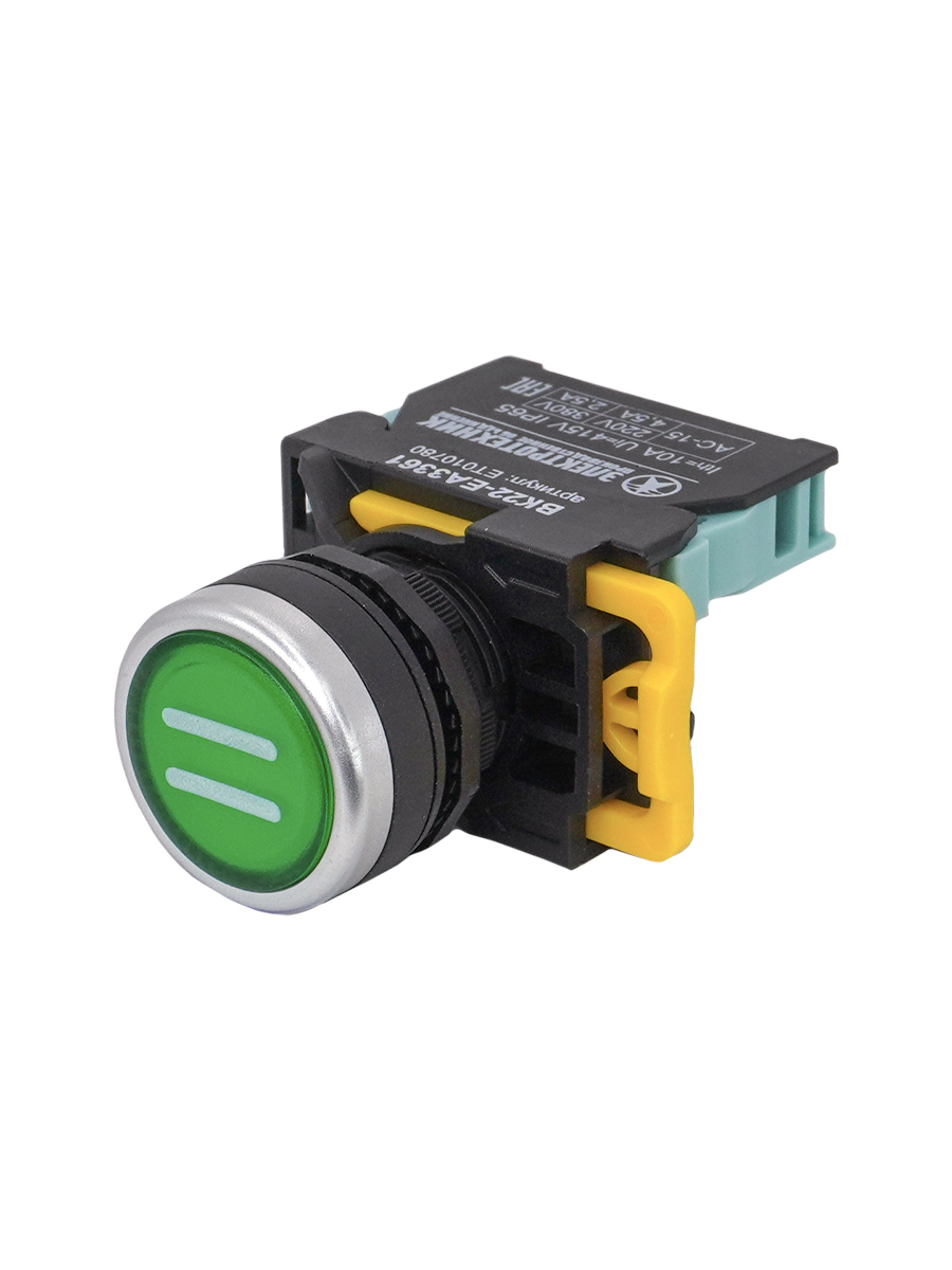 ВК22-EA3361-65У1, зелёный, с символом "II", 1НО, цилиндр, d22мм, IP65  (ЭТ)