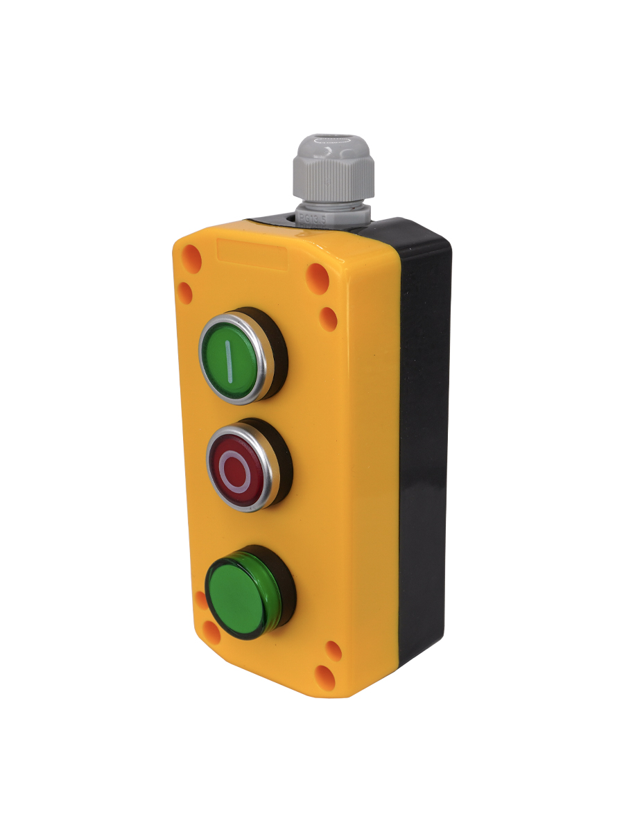 ПКУ22-33V1B-65У1,1 зелёный цилиндр"I" (НО),1 красный цилиндр"O" (НЗ), лампа зелёная 24В AC/DC, IP65