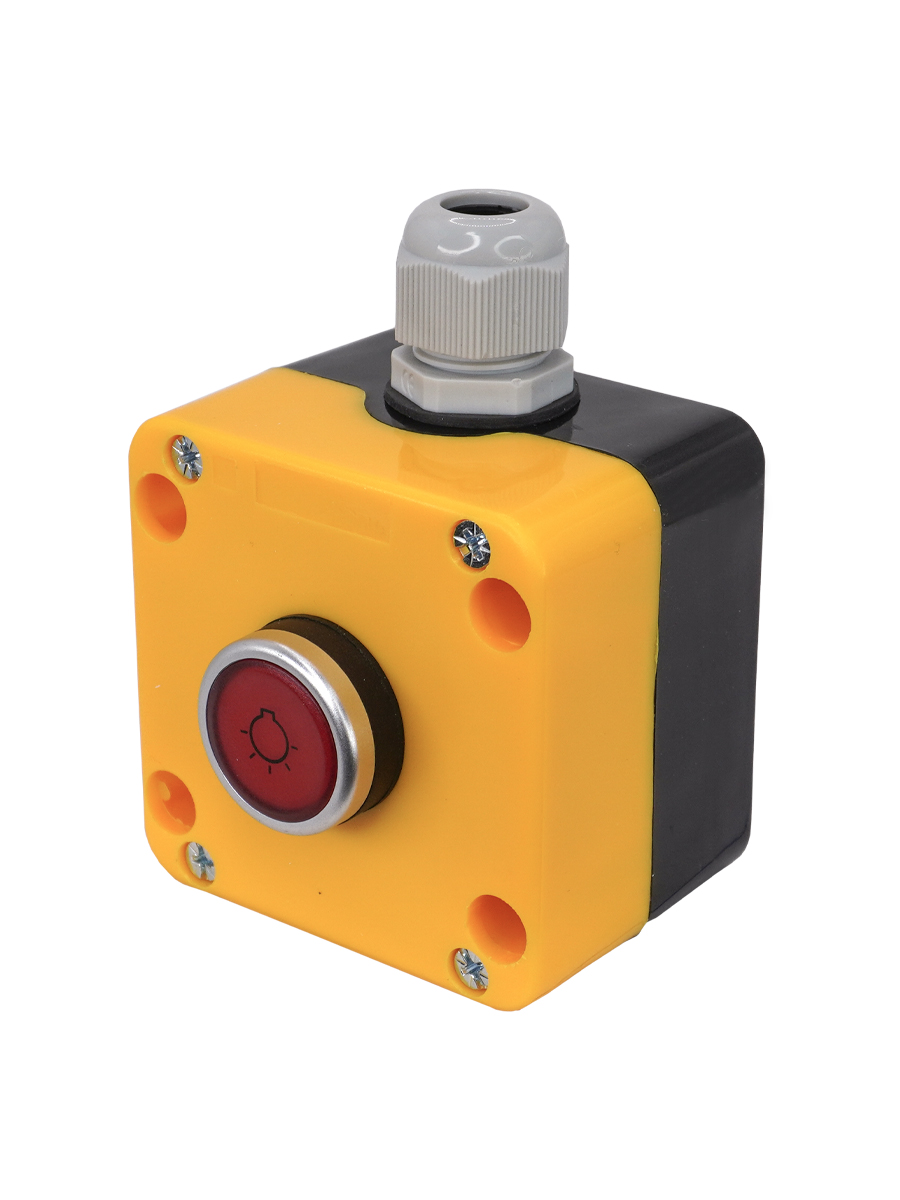 ПКУ22-1W2M-65У1, 1 красный цилиндр с подсветкой 220В AC (НЗ), IP65  (ЭТ)